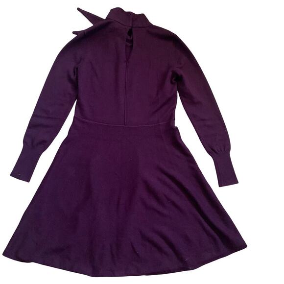 Eliza J Long Sleeve Mock Neck Fit & Flare A Line Burgundy Knit Dress Size M - Picture 8 of 12